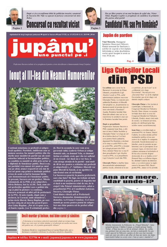 Jupanu - anul XVIII, nr. 43 (923) 05-11.11.2019