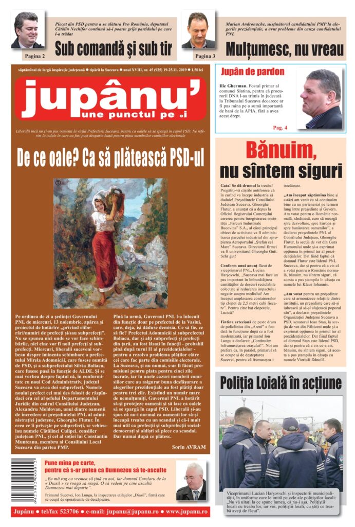 Jupanu - anul XVIII, nr. 45 (925) 19-25.11.2019