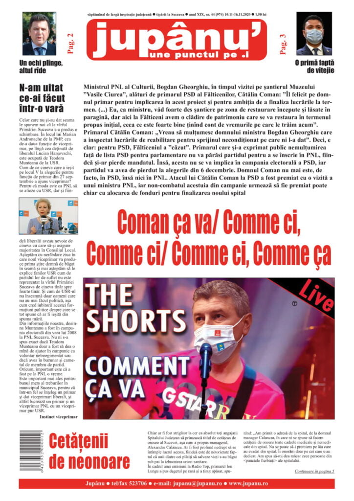 Jupanu - anul XIX, nr. 44 (974) 10.11-16.11.2020